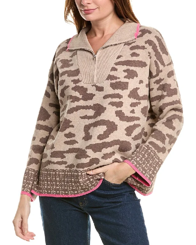 FATE Funnel 1/2-Zip Wool-Blend Sweater Cotton Fabric Linen Fabric Terry Fabric