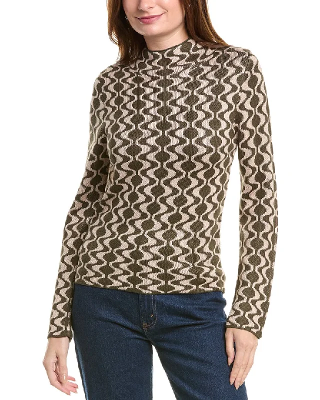 FATE Funnel Neck Sweater Mesh Blend Leather Blend Suede Blend