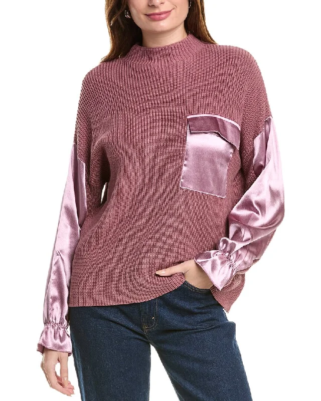 FATE Mixed Media Sweater Seamless Knitted Crochet