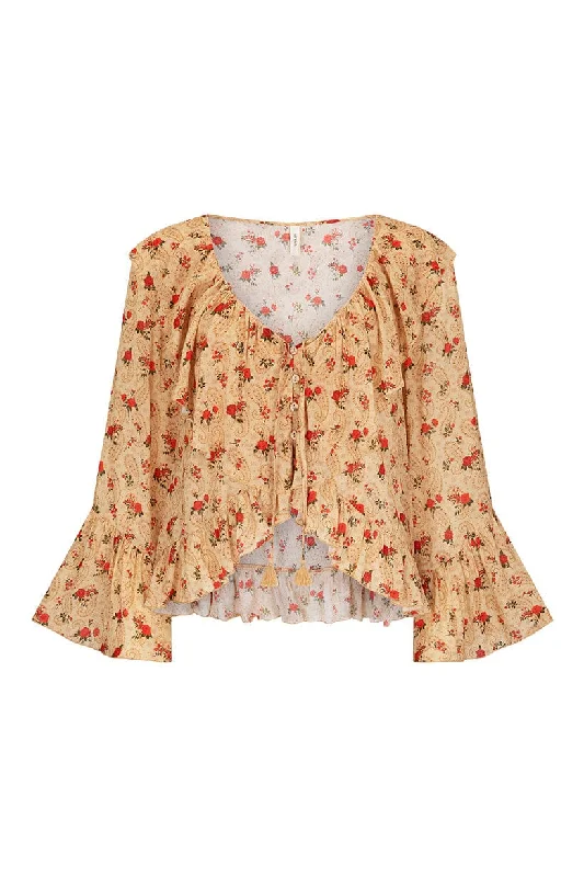 Fleur Frill Blouse | Butterscotch Subtle Shimmer Blouse