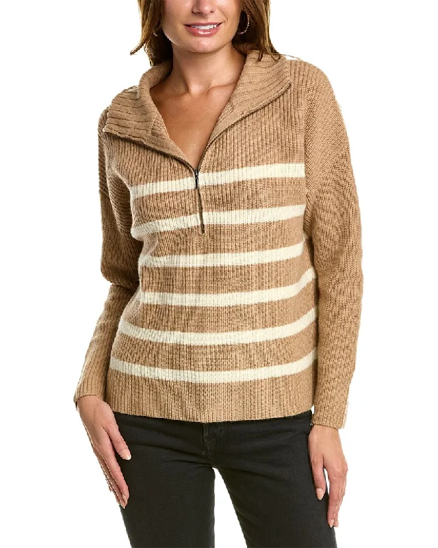 Forte Cashmere Striped Rib Mock Neck Wool & Cashmere-Blend 1/2-Zip Sweater Slim Fit Regular Fit Oversized Forte Cashmere Striped Rib Mock Neck Wool & Cashmere-Blend 1/2-Zip Sweater Slim Fit Regular Fit Oversized