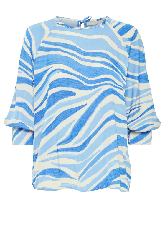 Fransa Zena Animal Print Blouse, Hydrangea Soft Modal Blouse