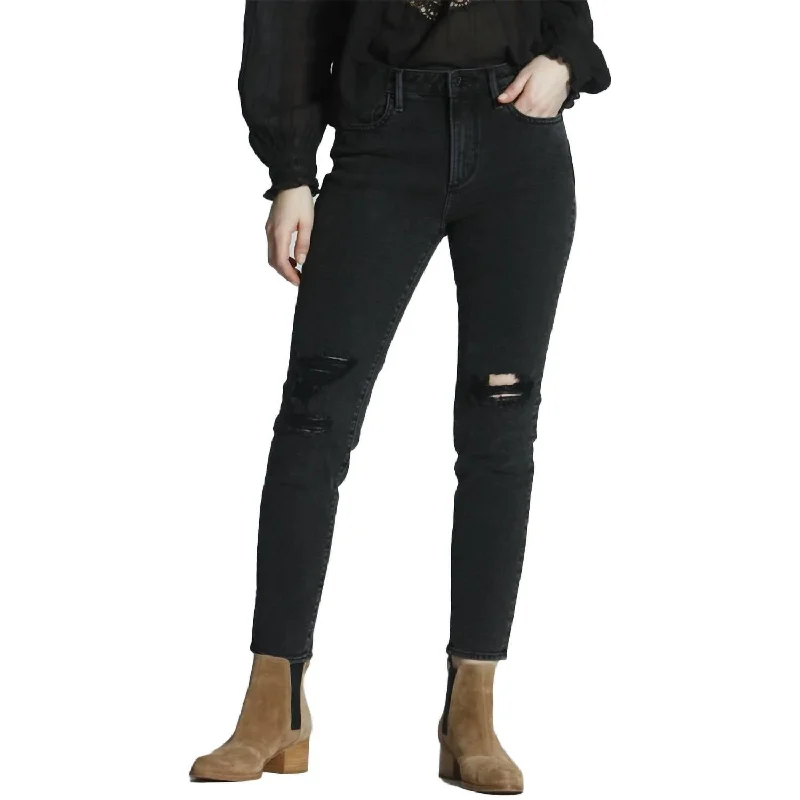 Gizelle Rocker Jean In Blackish Trendy Paperbag Waist Jeans