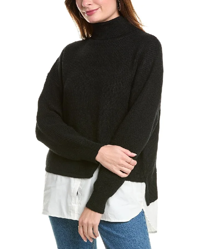 Gracia Roll-Neck Slit Layering Sweater Bright Pastel Dark
