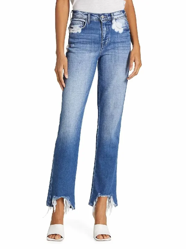 Harmon High Rise Slim Jean In Montana Destruct Hem Stylish Acid-Wash Jeans