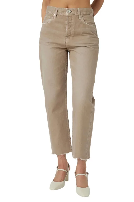 Herminie Wide Cropped Straight Jean In Light Brown Stylish Plus Size Denim Jeans