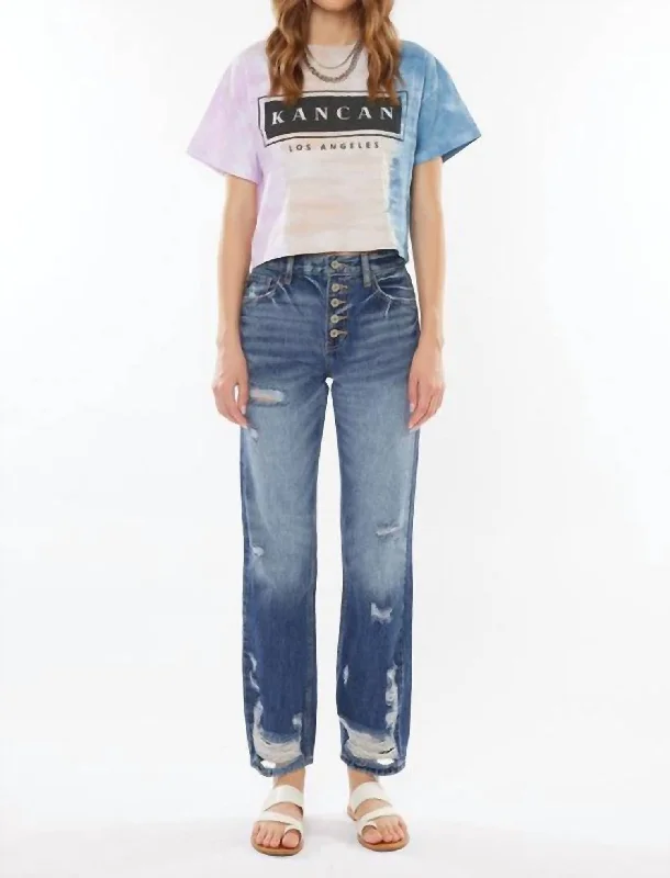 High Rise Relaxed Straight Leg Crop Jeans In Dark Wash Fashionable Relaxed Fit Denim High Rise Relaxed Straight Leg Crop Jeans In Dark Wash Fashionable Relaxed Fit Denim
