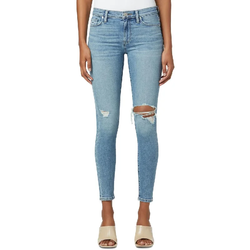 Hudson Womens Nico Super Skinny Distressed Skinny Jeans Trendy Wide-Leg High-Waist Denim