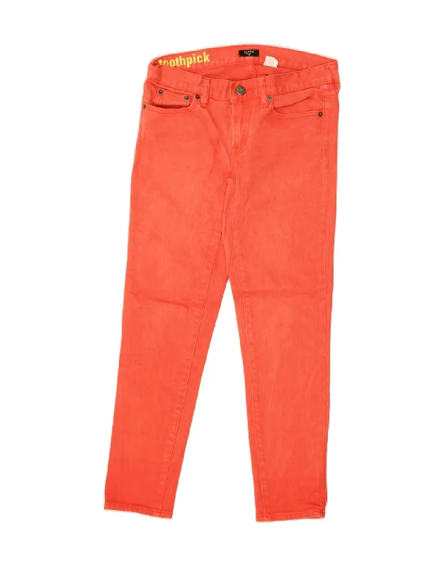 J. CREW Womens Toothpick Slim Jeans W24 L26 Orange Cotton Comfortable Zip-Up Skinny Jeans