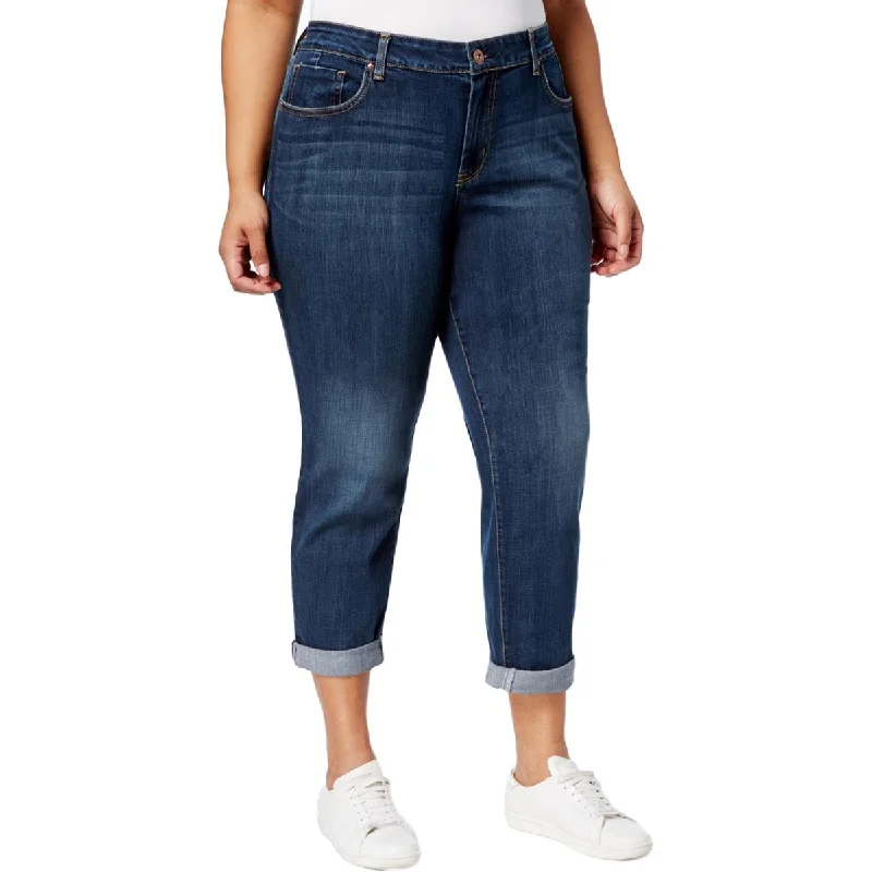 Jessica Simpson Womens Plus Mika Five-Pocket Mid-Rise Ankle Jeans Fashionable Straight Cut Jeans