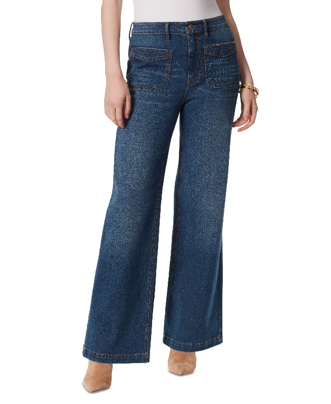 Jessica Simpson Womens Tease High Rise Wide Leg Jeans Fashionable Raw Hemmed Jeans