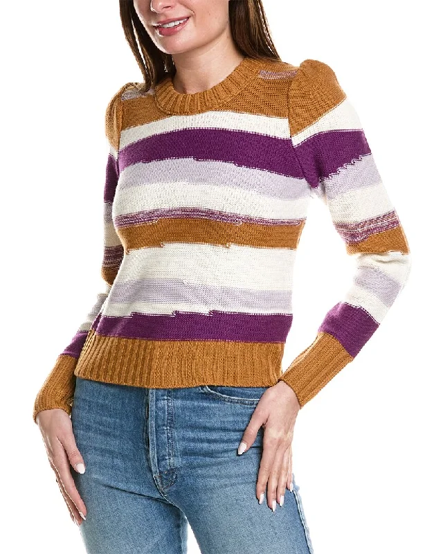 Joie Ronsard Wool Sweater Mesh Blend Leather Blend Suede Blend