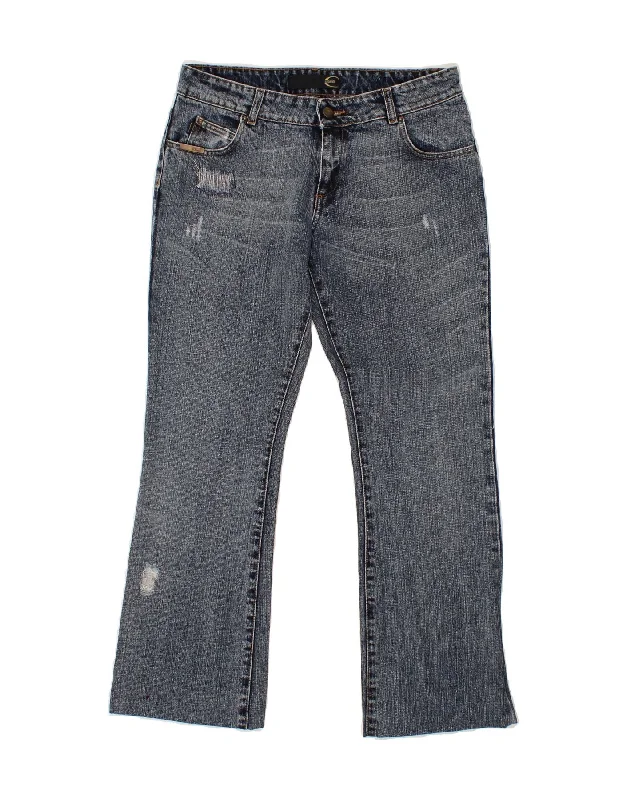JUST CAVALLI Womens Bootcut Jeans W29 L28 Blue Cotton Comfortable Folded Hem Jeans
