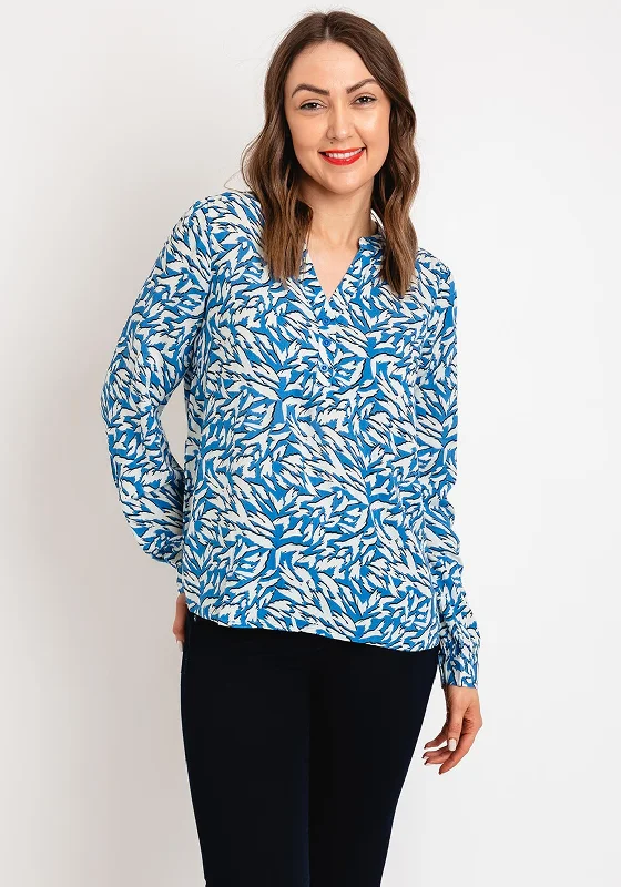 KAFFE Jetta Graphic Print Blouse, Blue Airy Cotton Blouse
