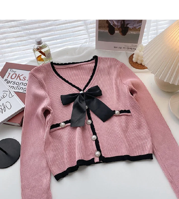 Korean version of exotic sweet long sleeved pearl button blouse  6441 Loose Fit Blouse