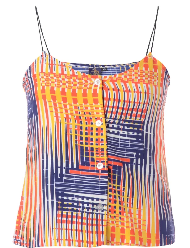 Label Abstract Print Blouse Slip Top Smart Casual Blouse