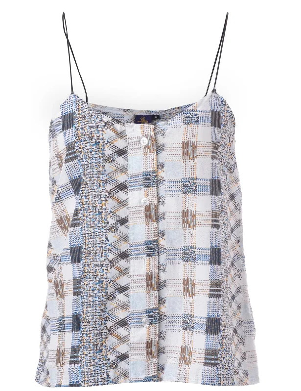 Label Abstract Print Blouse Slip Top Chic Sleeveless Blouse