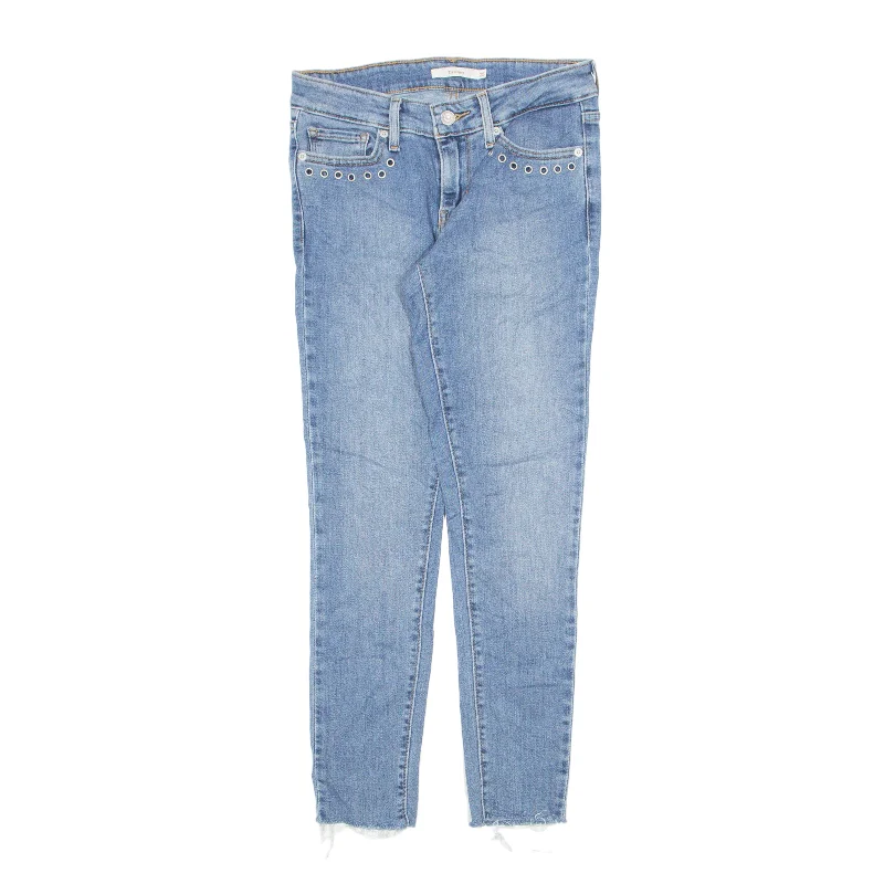 LEVI'S 711 Jeans Blue Denim Slim Skinny Stone Wash Womens W25 L26 Fashionable Frayed Hem Denim LEVI'S 711 Jeans Blue Denim Slim Skinny Stone Wash Womens W25 L26 Fashionable Frayed Hem Denim