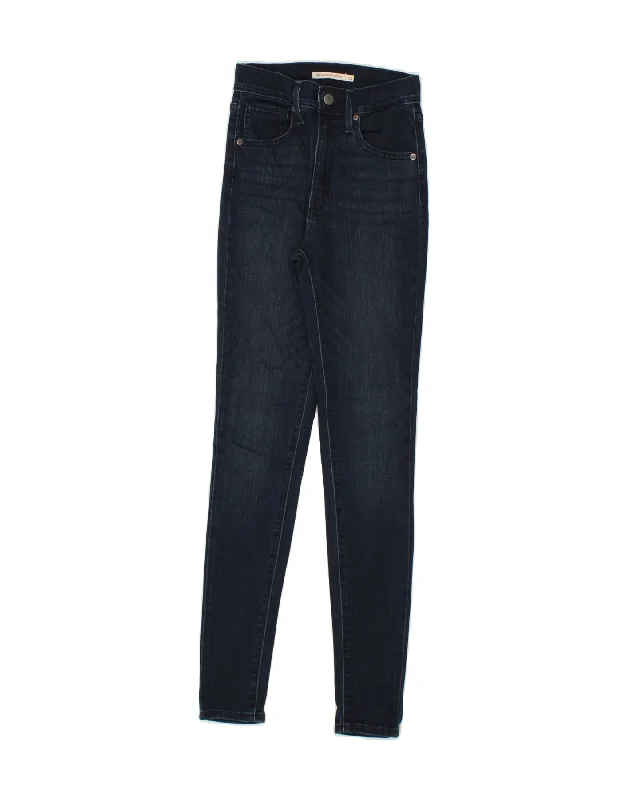 LEVI'S Womens Mile High Super Skinny Jeans W24 L30 Navy Blue Cotton Comfortable Folded Hem Jeans LEVI'S Womens Mile High Super Skinny Jeans W24 L30 Navy Blue Cotton Comfortable Folded Hem Jeans