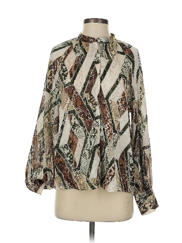 Long Sleeve Blouse Satin Bow Blouse