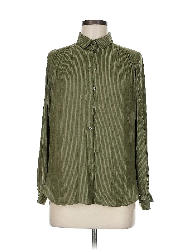 Long Sleeve Blouse Silky Draped Blouse