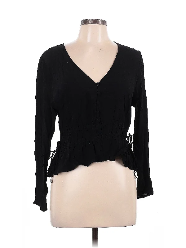 Long Sleeve Blouse Silky Tunic Blouse