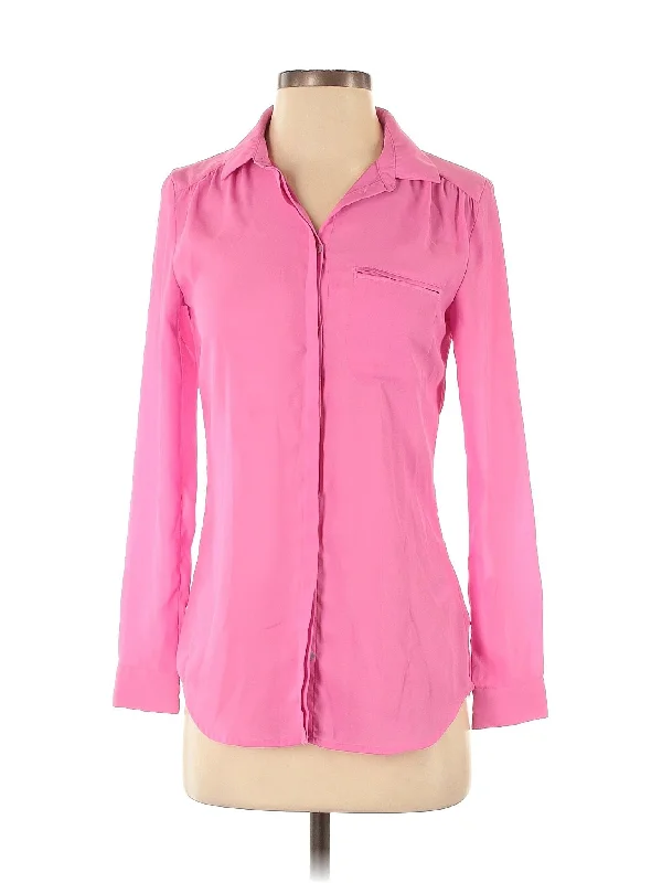 Long Sleeve Blouse Textured Cotton Blouse