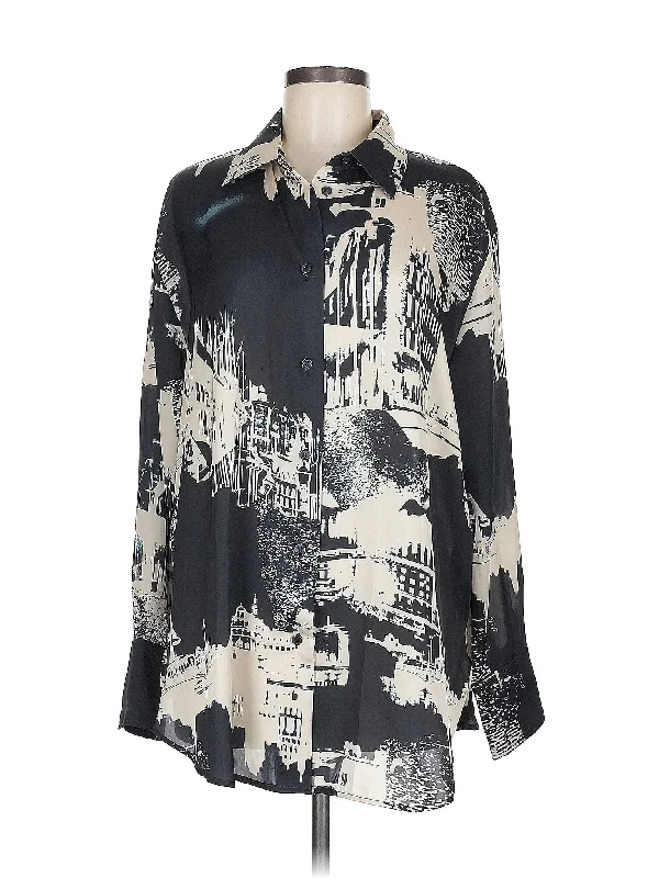Long Sleeve Blouse Collared Satin Blouse