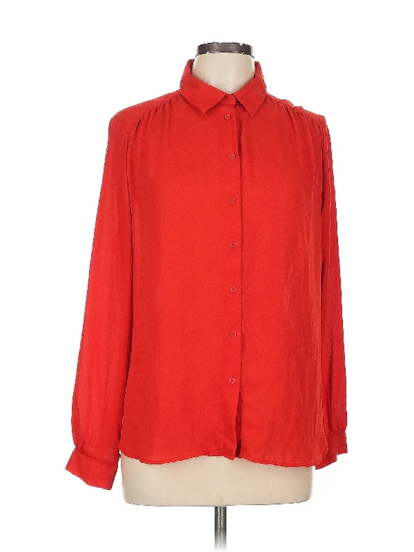 Long Sleeve Blouse Sheer Mesh Blouse