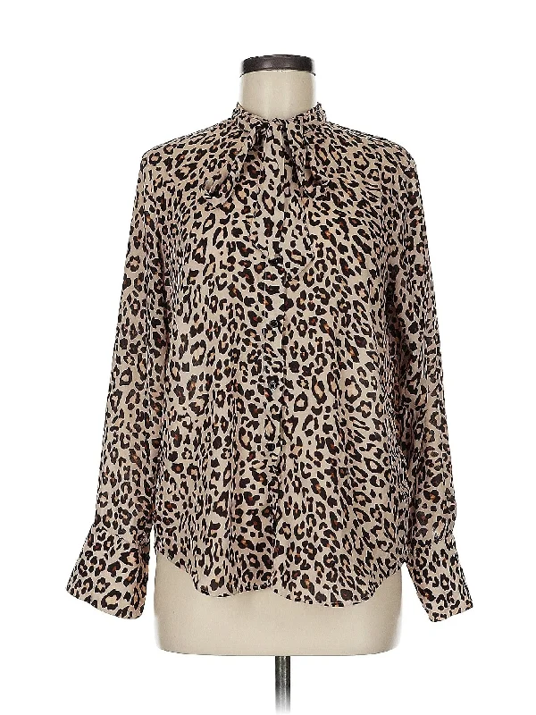 Long Sleeve Blouse Satin Drape Blouse