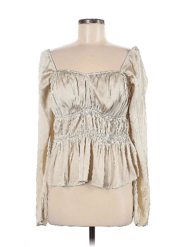 Long Sleeve Blouse Embellished Collar Blouse