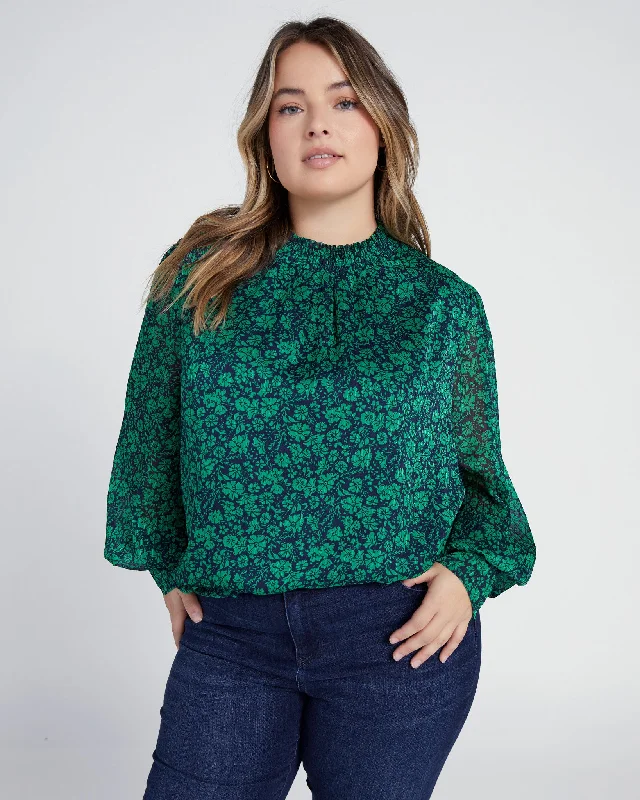 Plus Size Long Sleeve Mock Neck Blouse Lightweight Tunic Blouse
