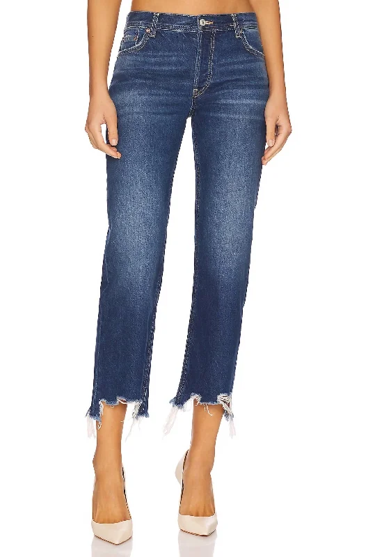 Maggie Mid Rise Straight Jeans In Rolling River Stylish Bootcut Denim Jeans