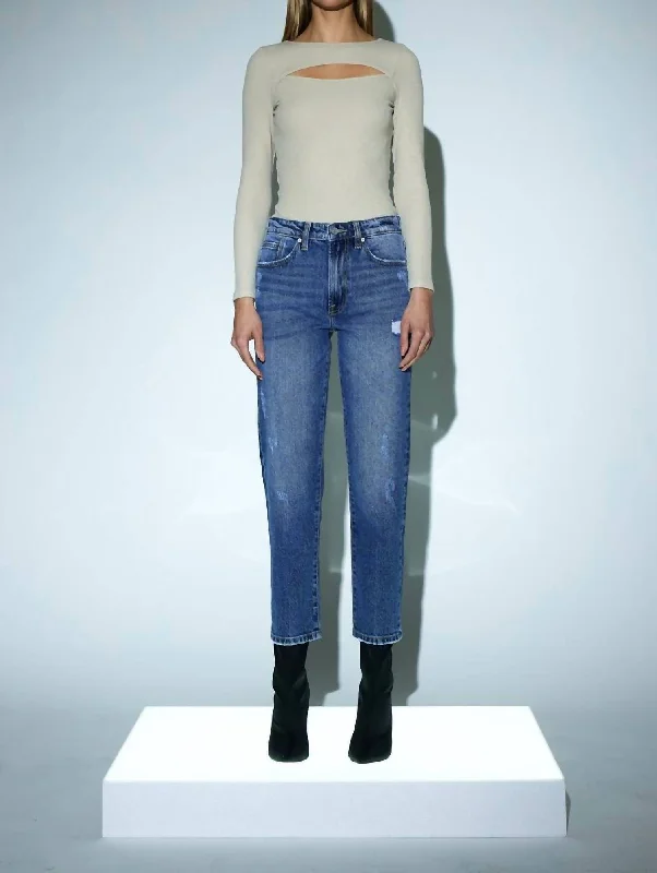 Maleah Premier High Rise Slim Straight Jeans In Vintage Blue Cozy Relaxed Fit Jeans