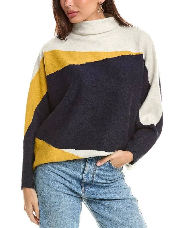 Maronie Mock Neck Dolman Wool-Blend Sweater Tailored Straight A-Line