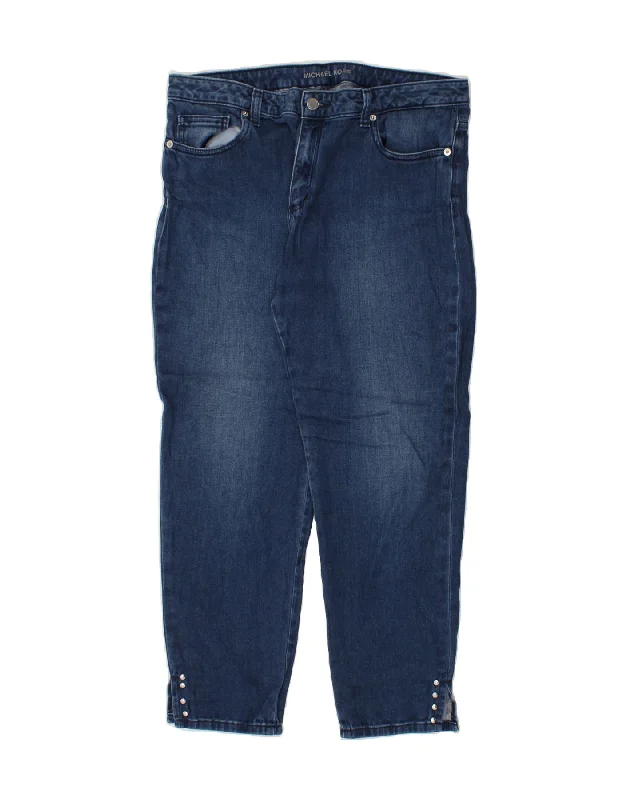 MICHAEL KORS Womens Izzy Crop Skinny Jeans US 12 Large W32 L27 Blue Cotton Trendy Wide-Leg High-Waist Denim MICHAEL KORS Womens Izzy Crop Skinny Jeans US 12 Large W32 L27 Blue Cotton Trendy Wide-Leg High-Waist Denim