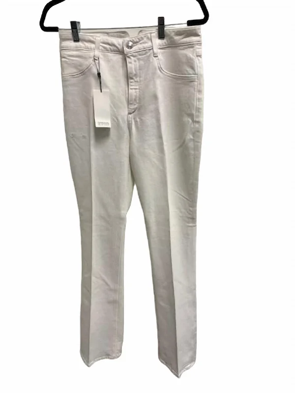 Micro Flare Jeans In White Fashionable Straight Cut Jeans