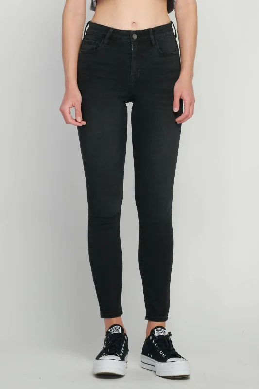 Mid Rise Skinny Jeans In Black Comfortable Low-Rise Jeans