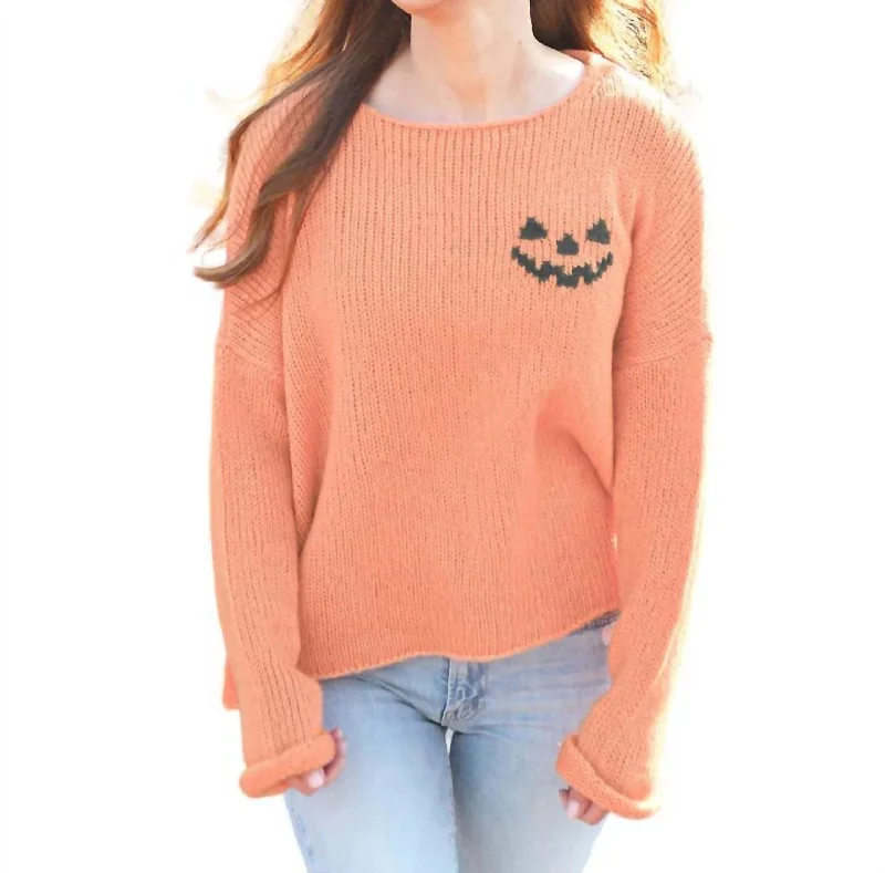 Mini Jack O' Lantern Sweater In Carrot/bracken Sweater Knitwear Pullover