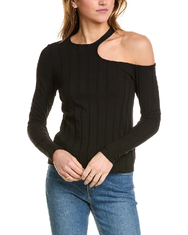 Monrow Flat Rib Asymmetric Sweater Modern Contemporary Chic