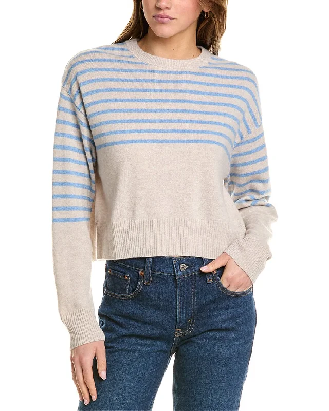 Monrow Stripe Wool & Cashmere-Blend Sweater Hooded Sweater Collared Sweater Shawl Collar