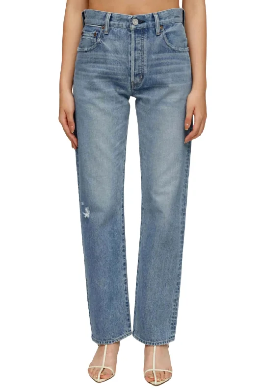 Mv Gibraltar Straight Jean In Blue Trendy Button-Up High-Waist Jeans