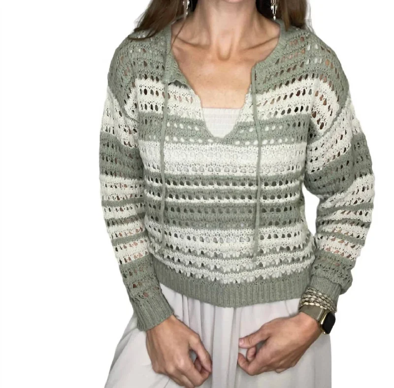 Natalie Sweater In Olive Green/light Tan Rayon Fabric Velvet Fabric Corduroy Fabric