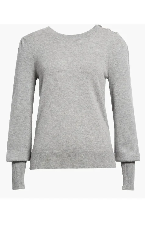 Nelia Cashmere Sweater In Heather Grey Cable Knit Ribbed Knit Lace Knit