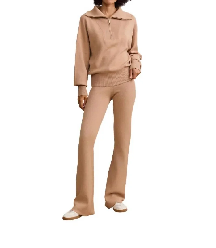 Olly Half Zip Sweater In Camel Modern Contemporary Chic