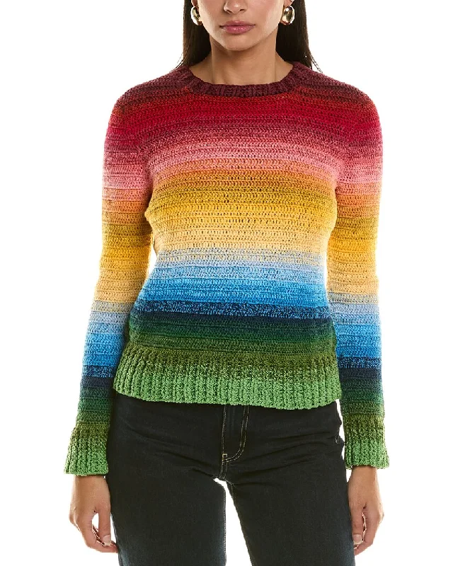Oscar de la Renta Rainbow Ombre Sweater Houndstooth Herringbone Solid