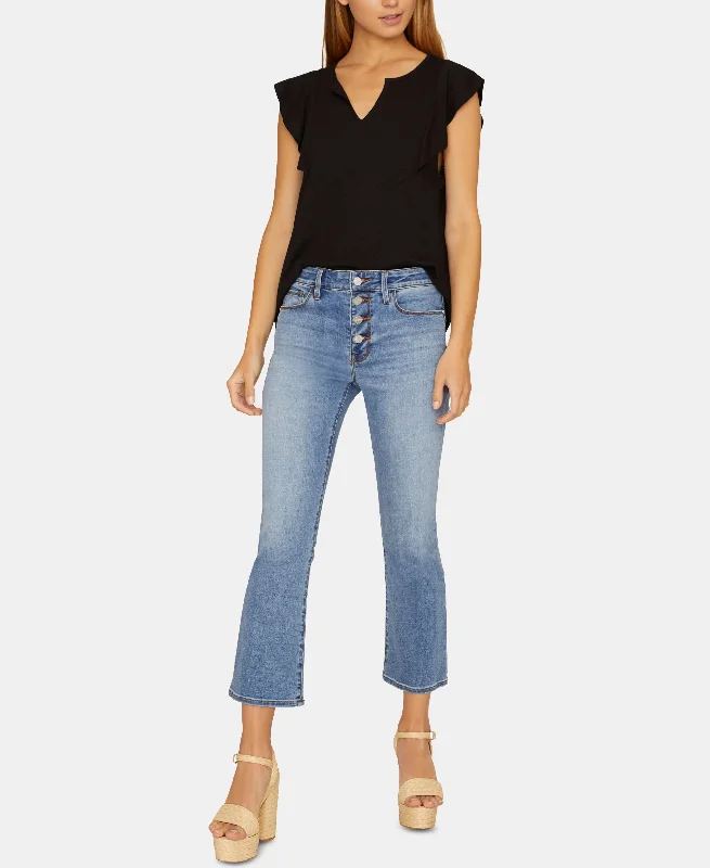 Sanctuary Connector Kick Crop Button Front Capri Jeans Elegant Skinny Leg Jeans