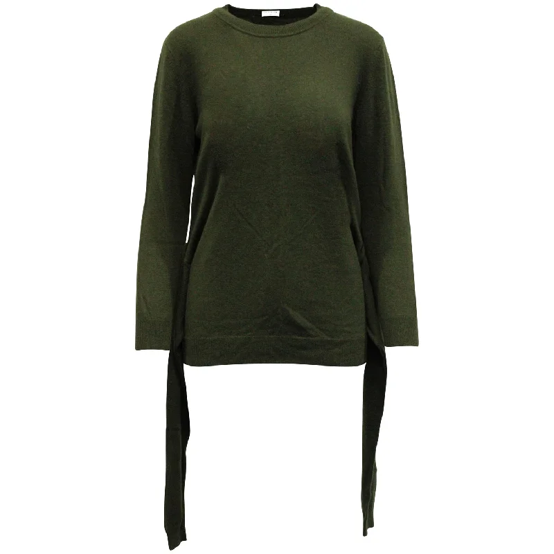 Sandro Paris Waist Tie Sweater in Army Green Wool Fitted Loose Oversized