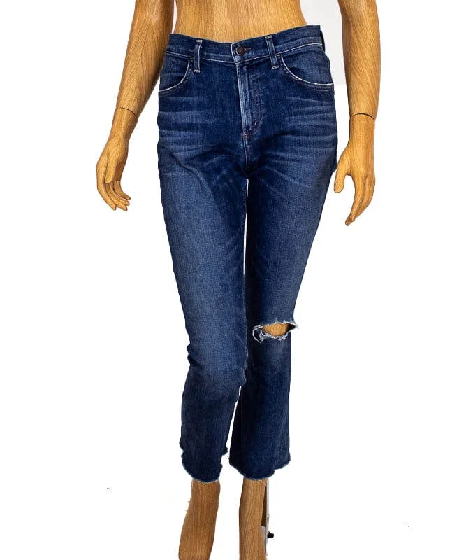 "Sasha Twist Crop" Distressed Jeans Fashionable Mom Jeans