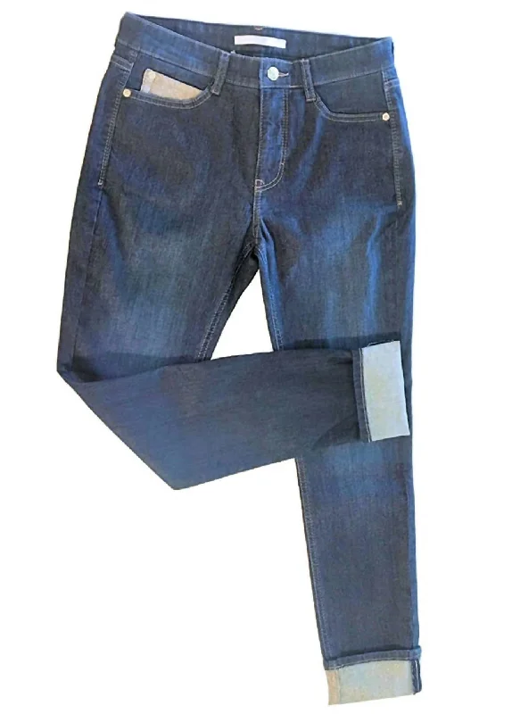 Shimmer Lurex Jean In Blue Denim Chic Double Waistband Jeans